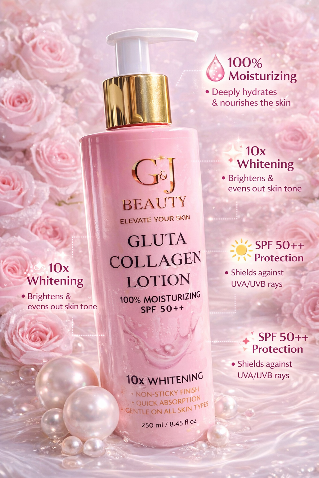 G&J Beauty Gluta Collagen Lotion - 100% Moisturizing SPF 50++